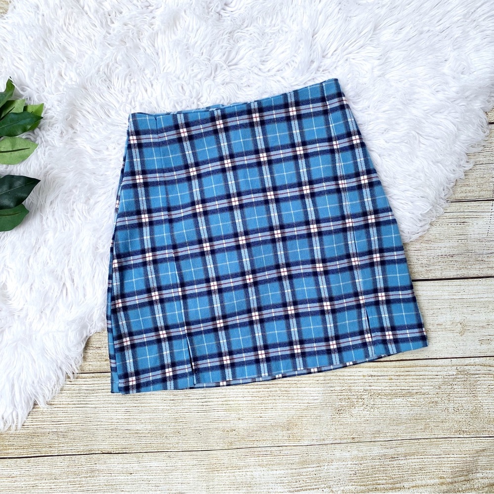 Brandy Melville John Galt Cara Skirt Blue Plaid